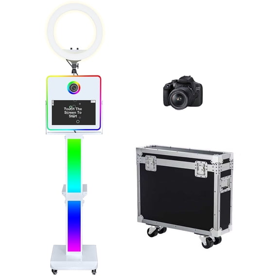 WideMeet Mirror Photobooth with 15.6" Touch Screen Selfie Machine with RGB Light for Celebration