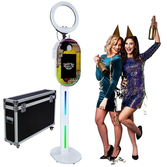 WideMeet Portable Mirror Photobooth with 15.6inch Touch Screen Selfie Machine for Party Events