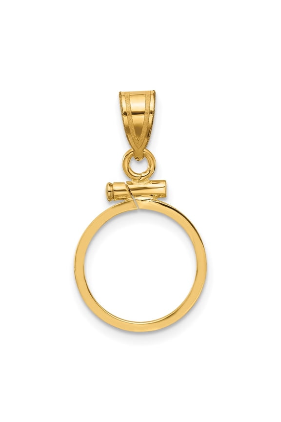 Wideband Distinguished Coin Jewelry 14k Polished 13.0mm x 1.1mm Screw Top Coin Bezel Pendant