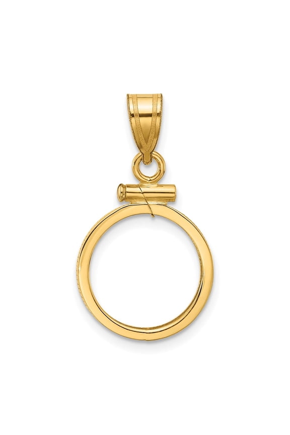 Wideband Distinguished Coin Jewelry 14k Polished 14.0mm x 1.1mm Screw Top Coin Bezel Pendant