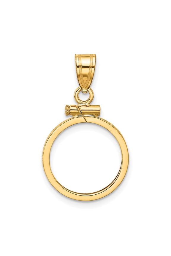 Wideband Distinguished Coin Jewelry 14k Polished 15.0mm x 0.8mm Screw Top Coin Bezel Pendant