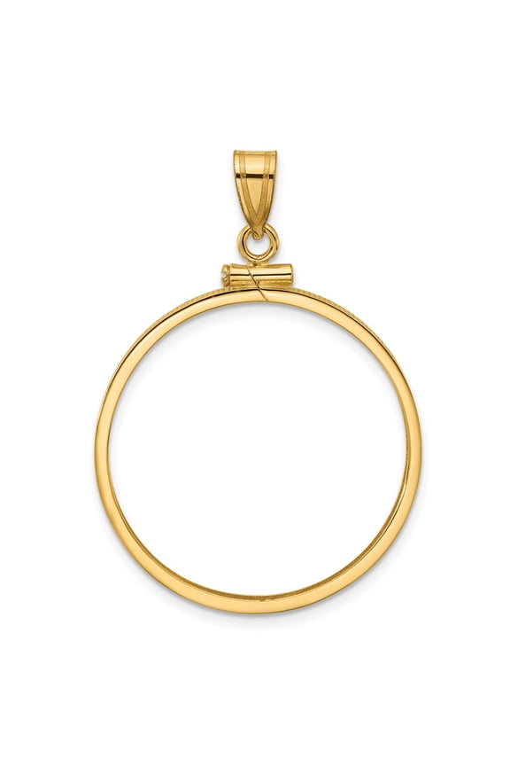Wideband Distinguished Coin Jewelry 14k Polished 27.5mm x 2.1mm Screw Top Coin Bezel Pendant