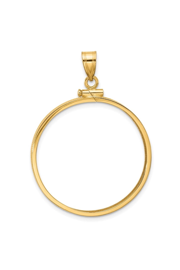 Wideband Distinguished Coin Jewelry 14k Polished 30.0mm x 3.00mm Screw Top Coin Bezel Pendant
