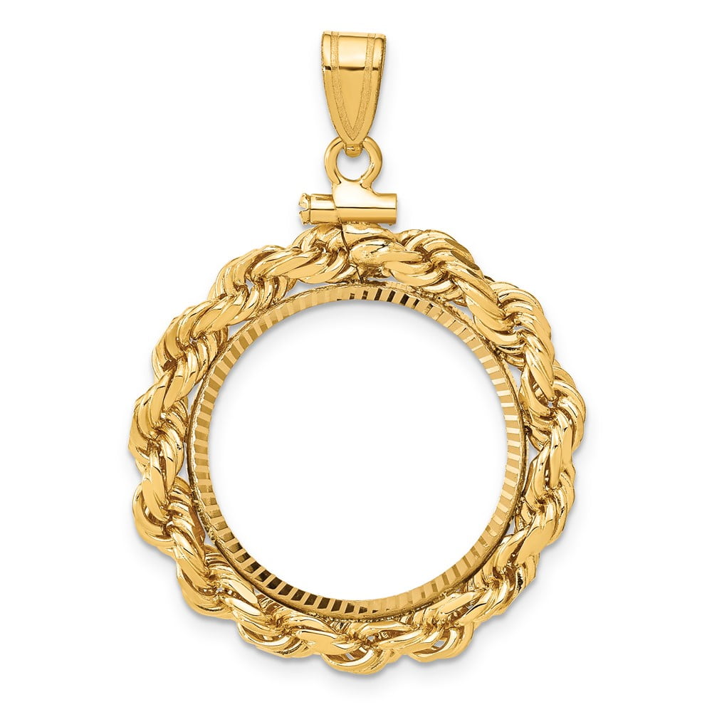 Wideband Distinguished Coin Jewelry 14k Polished Rope and Diamond-cut ...