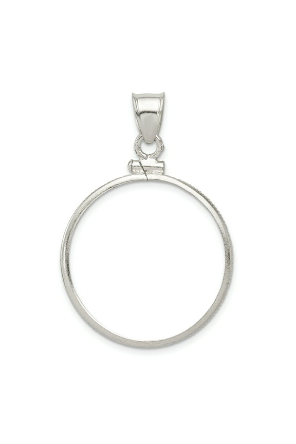 Wideband Distinguished Coin Jewelry Sterling Silver Polished 26.4 x 1.8mm Susan B. Anthony Screw Top Coin Bezel Pendant