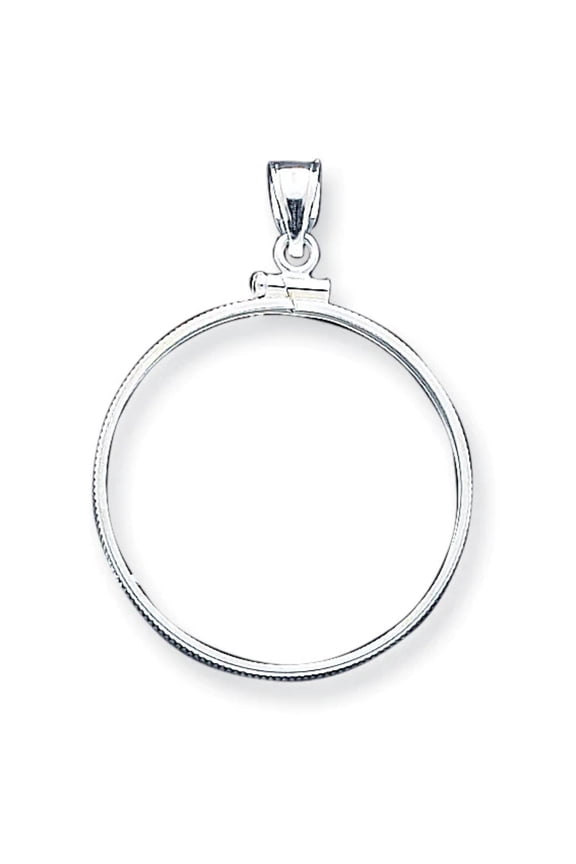 Wideband  Distinguished Coin Jewelry Sterling Silver Polished 30.5 x 2.1mm $0.50 Screw Top Coin Bezel Pendant