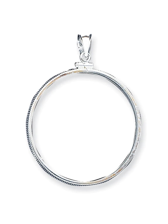 Wideband Distinguished Coin Jewelry Sterling Silver Polished 39.4 x 3.1mm 1 oz. Screw Top Coin Bezel Pendant