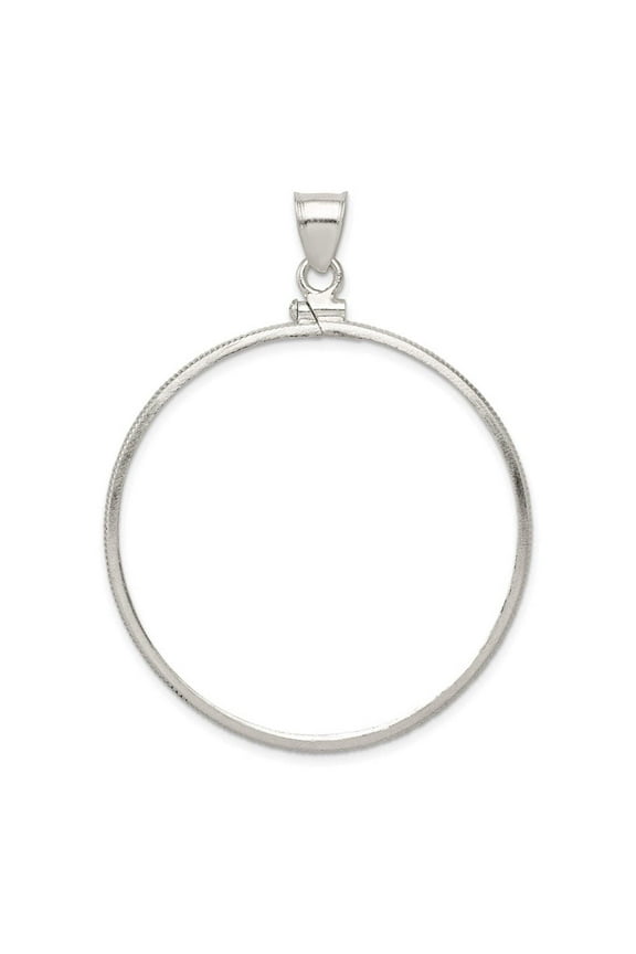 Wideband Distinguished Coin Jewelry Sterling Silver Polished 40.6 x 3.1mm Screw Top Coin Bezel Pendant