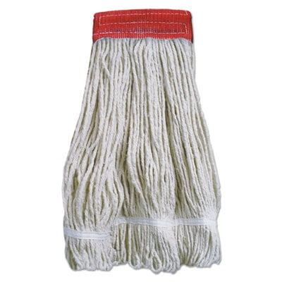 Wideband Looped-End Mop Heads, 20 oz, Natural w/Red Band, 12/Carton Wideband Looped-End Mop Heads, 20 oz, Natural w/Red Band, 12/Carton