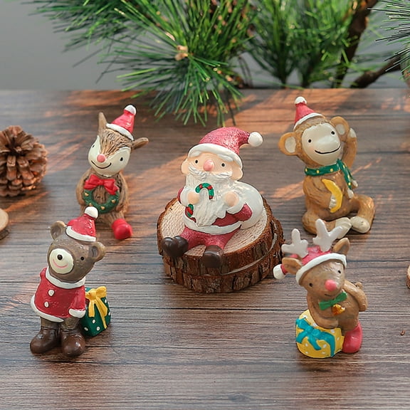 Widely Applied Vintage Style Christmas Figurines, Resin Santa, Elk, and Reindeer Miniatures for Home Decor