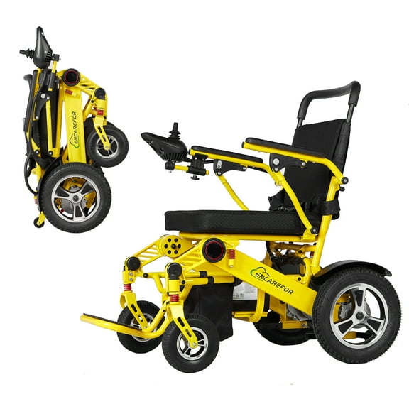 Widen 20" Folding 500W Electric Wheelchair, Intelligent Folding Electric Wheelchair for Adults, Extended seat More Comfortable Power WheelchairDurable Wheelchair (Yellow)