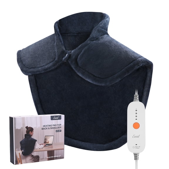 Widen Heating Pad for Shoulder & Back with 4 Heating Levels, 2H Auto-off, for Neck, Back Stress Relief, 25" x 26", Dark Blue