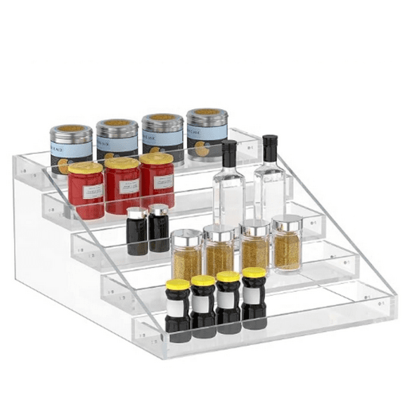 Widen Tiered Spice Rack, Seasoning Organizer, Clear Acrylic Vertical Shelves Can Organizer for Countertop, Cabinet, Pantry, Kitchen Organization and Storage - 5 Tier