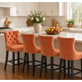 thumbnail image 1 of Widened Counter Height Bar Stools Set of 4, Orange Wood Bar Stools for Kitchen Island, Modern Barstools with Backs, Sillas para Barra de Cocina, Velvet Counter Height Chairs (Orange, 4Pcs), 1 of 5