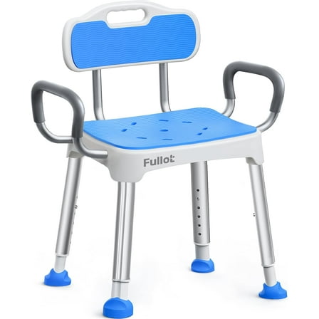 Widened Shower Chair for Inside Shower with Padded Back & Arms, FSA/HSA Eligible 400 lbs Heavy Duty & Adjustable Shower Chair for Elderly and Disabled
