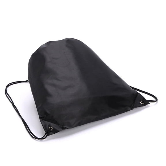 Widened and Long Black Drawstring Bag Double Shoulder Strap Storage,Black