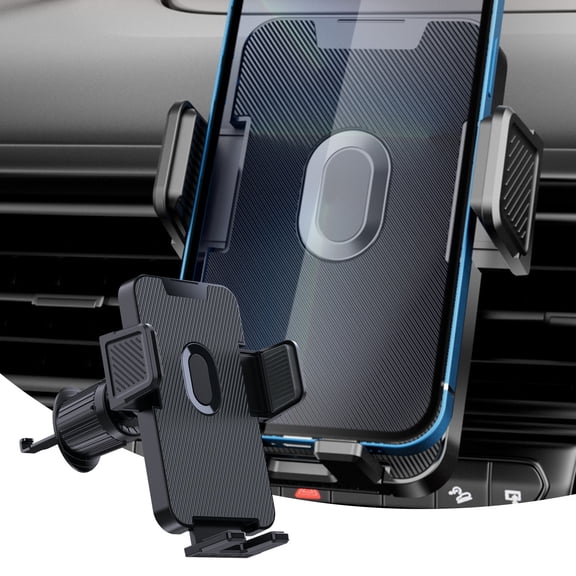 Wider Clamp Car Vent Phone Mount, Metal Hook, Thick Case Friendly, 4-Lock Protection, 360° Rotation, Anti-Slip, 4-7" Smartphones, Vent Clip Holder, Secure Grip