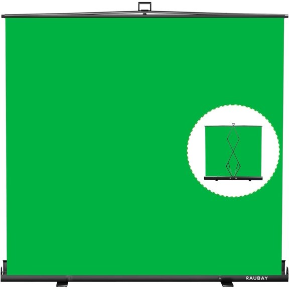 Wider Style RAUBAY 78.7 x 82.7in Large Collapsible Green Screen Backdrop Portable Retractable Chroma Key Panel Photo Background with Stand for Video Conference, Photographic Studio, Streaming