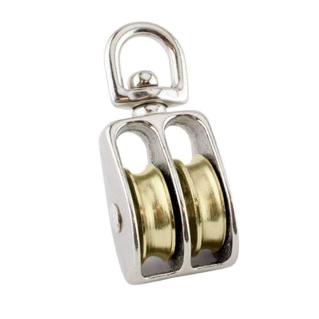 Widesakll 1.5" inch Nickel Plated Metal Swivel Double Eye Pulley 1-1/2" inch 50 lbs - Pack of 1