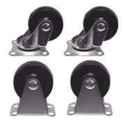 Widesakll 4 Pieces 1.6" Caster Wheels Hard Rubber Base Metal Top 2 Fixed + 2 Swivel Set