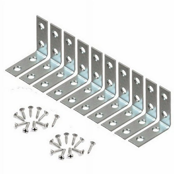 Wideskall 1.5" inch Corner Brace Angle Repair Bracket w/ Screws Pack of 10