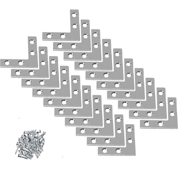 Wideskall 1.5" inch Flat Corner Angle Brace Repair Plated Bracket w/ Screws Pack of 20
