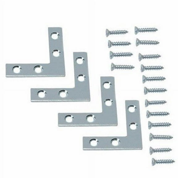 Wideskall 1.5" inch Flat Corner Angle Brace Repair Plated Bracket w/ Screws Pack of 4