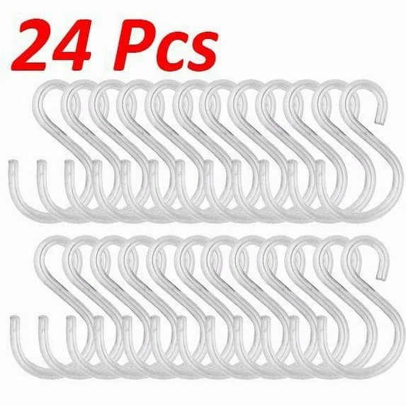 Wideskall 1.5" inch Small Zinc Plated S Shaped Type Utility Hooks Hanging Hooks Chrome Pack of 24