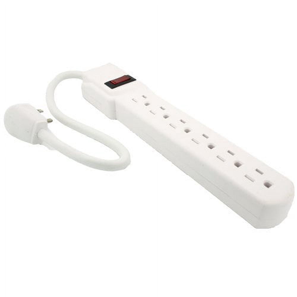 Wideskall 1 Feet 6 Outlets Built-in Safety Circuit Breaker Angle Plug AC Wall Power Strip UL Listed White
