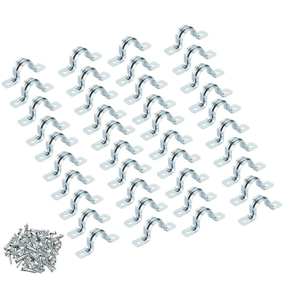 Wideskall 1" inch Heavy Duty Pipe Tube Conduit Steel Hanger U Strap Clamps Clip w/ Screws Pack of 40