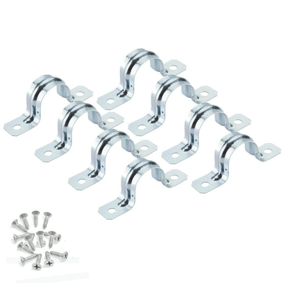 Wideskall 1" inch Heavy Duty Pipe Tube Conduit Steel Hanger U Strap Clamps Clip w/ Screws Pack of 8