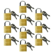 Wideskall 10 Pcs 25mm Solid Brass Mini Padlock Set Pad Locks w/ 2 Keys for Locker Luggage