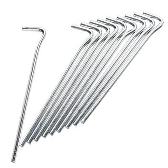 Wideskall 10 Pieces Heavy Duty Galvanized Steel Tent Pegs, Garden Fence Edging, Camping Stakes, Landscape Stakes, Tent Spikes