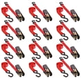 thumbnail image 1 of Wideskall 12 Pack 15 FT Heavy Duty 1" Ratchet Tie Down Strap 500 Lbs Load Cap w/ 1500 Lbs Breaking Limit S Hook, 1 of 2
