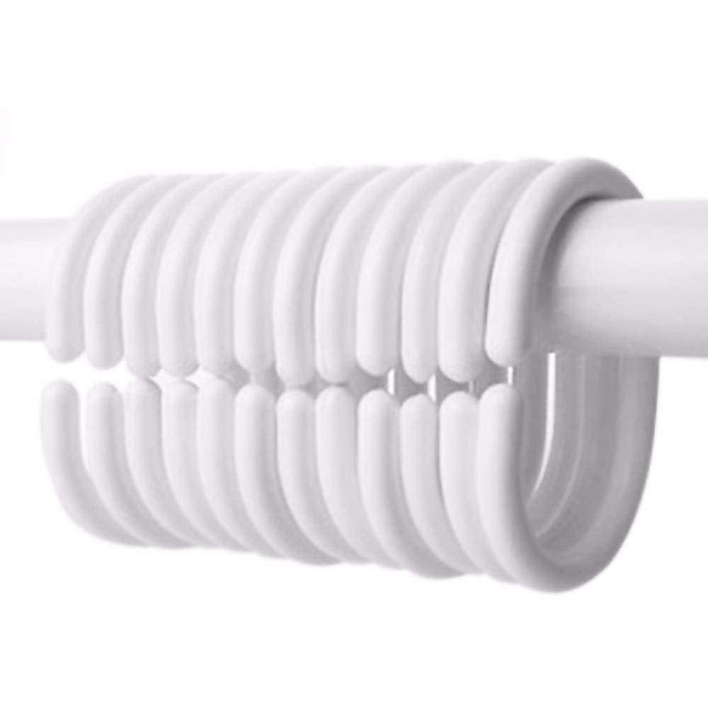Wideskall 12 Pieces Plastic Shower Curtain Hook Rings, White