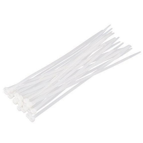 Wideskall 12" inch White Nylon Cable Zip Ties Self Locking 5mm Tensile 50lbs Pack of 100