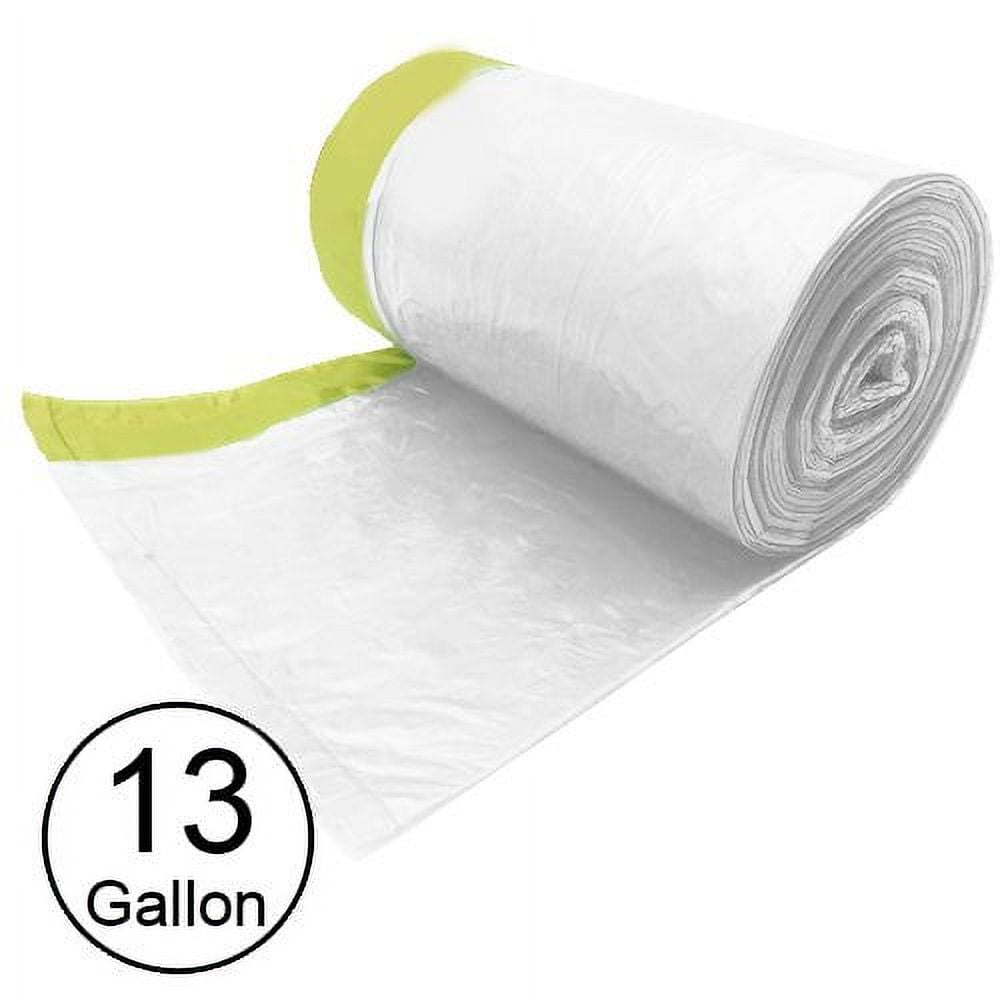 Wideskall 13 Gallong Kitchen Garbage Drawstring Trash Bag Transparent White - 150 Counts