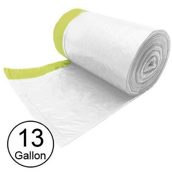 Wideskall 13 Gallong Kitchen Garbage Drawstring Trash Bag Transparent White - 60 Counts