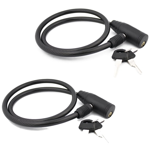 Wideskall 2-Pack 26" inch Light Duty 8mm Cable Keyed Bicycle Bike Lock w/ 2 Keys Cycling Anti-Theft Black