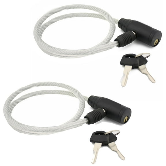 Wideskall 2-Pack 26" inch Light Duty 8mm Cable Keyed Bicycle Bike Lock w/ 2 Keys Cycling Anti-Theft Clear