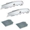 thumbnail image 1 of Wideskall 2-Pack Heavy Duty Contoured Handle Retractable Blade Utility Knife with 10 Razor Blades Metal Frame, 1 of 3