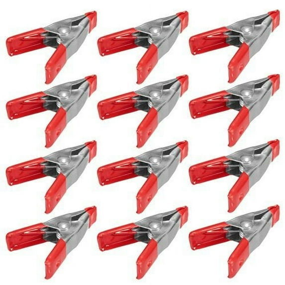 Wideskall 2" inch Mini Metal Spring Clamps w/ Red Rubber Tips Clips Pack of 12