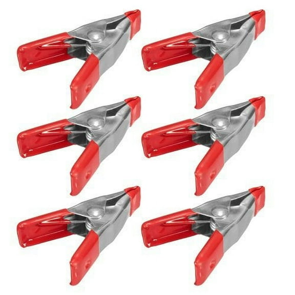 Wideskall 2" inch Mini Metal Spring Clamps w/ Red Rubber Tips Clips Pack of 6