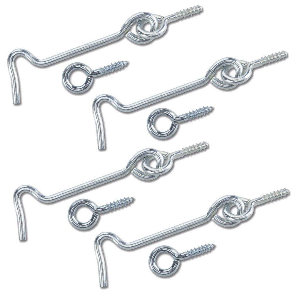 Wideskall 2 inch Zinc Plated Wire Gate Hook and Eye Latch Pack of 4