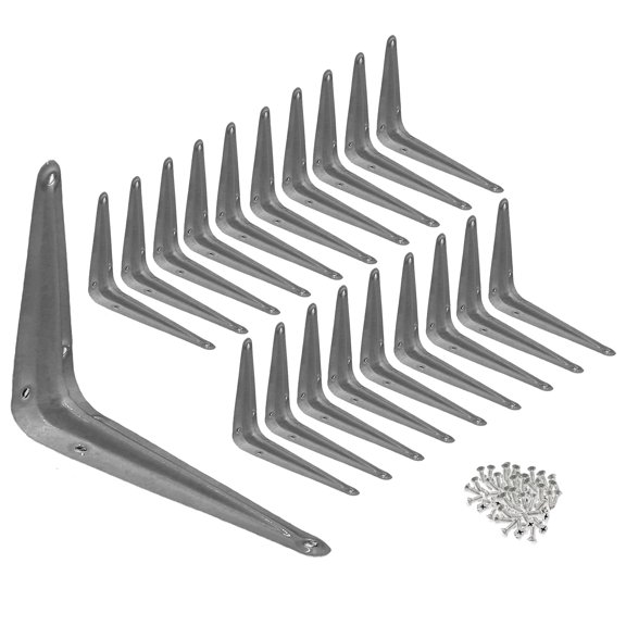 Wideskall 20 Pcs Metal 3" x 4" inch Wall Corner Angle Shelving Shelf Brackets Gray