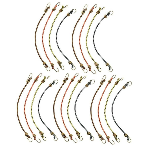 Wideskall 20 Pieces 10" inch Mini Bungee Cords with Hooks, Assorted Color