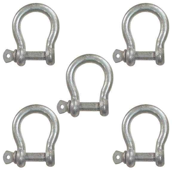 Wideskall 3/8" inch Galvanized D Ring Bow Shackle with Screw Pin Pack of 5