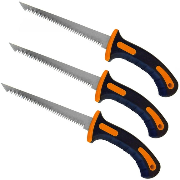 Wideskall 3-Pack 6.5" inch Utility Wallboard Drywall Hand Saw Confirm Rubber Grip Handsaw