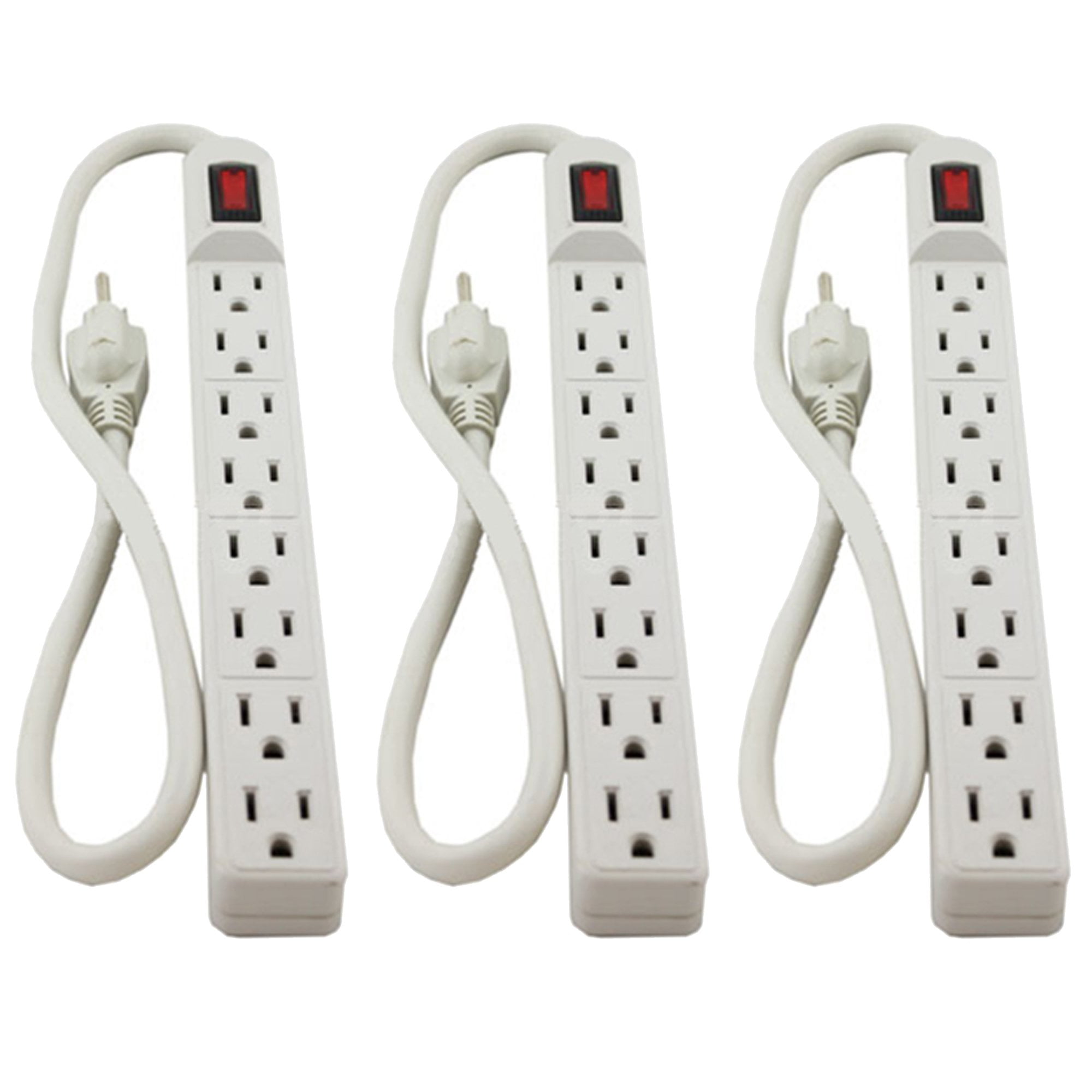 Wideskall 3Packs 1 Feet 8 Outlets 90J Surge Protector AC Wall Power