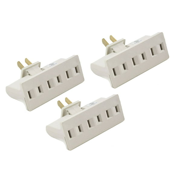 Wideskall 3-Packs 2 Prong 3 Outlet UL Certified Swivel Wall Tap